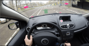 Driver's perspective - the arrow shows which lane to be in...